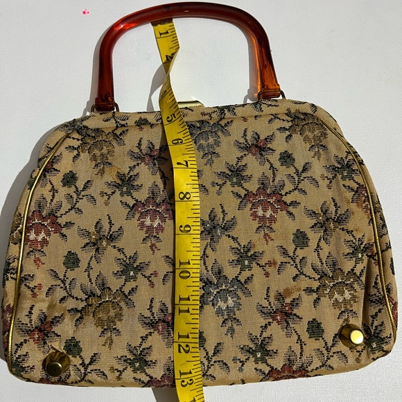 Vintage Floral Tapestry Framed Rose Victorian Handbag Purse JR Miami Art Deco - Picture 5 of 12